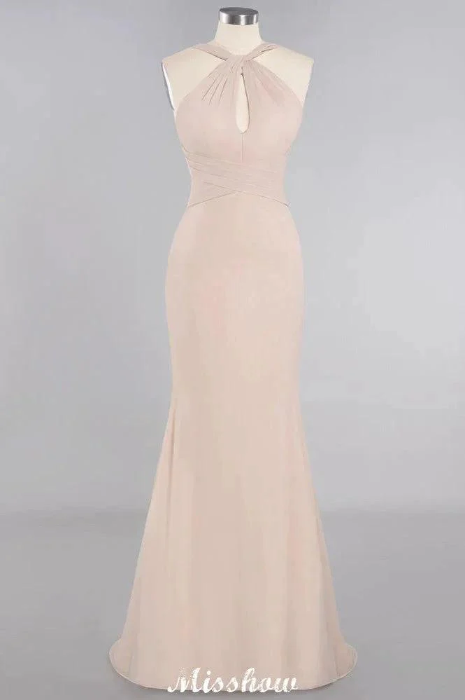 Dreamful Halter Slim Mermaid Bridesmaid Dress Floor Length Party Dress - Image 9