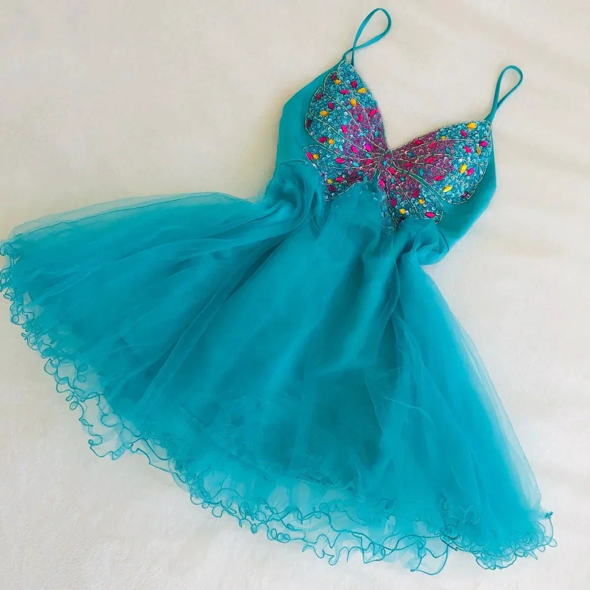 Dreamy A-line V Neck Tulle Homecoming Dress Y2666 - Image 2
