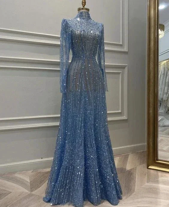Dreamy Long Sleeve Muslim Evening Dress Luxury Dubai Women Midi Engagement Party Dresses Y6899 - Image 2