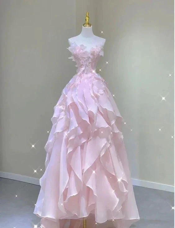 Dreamy Pink Ruffles Princess Dress,Pink Ball Gown Y1971 - Image 2