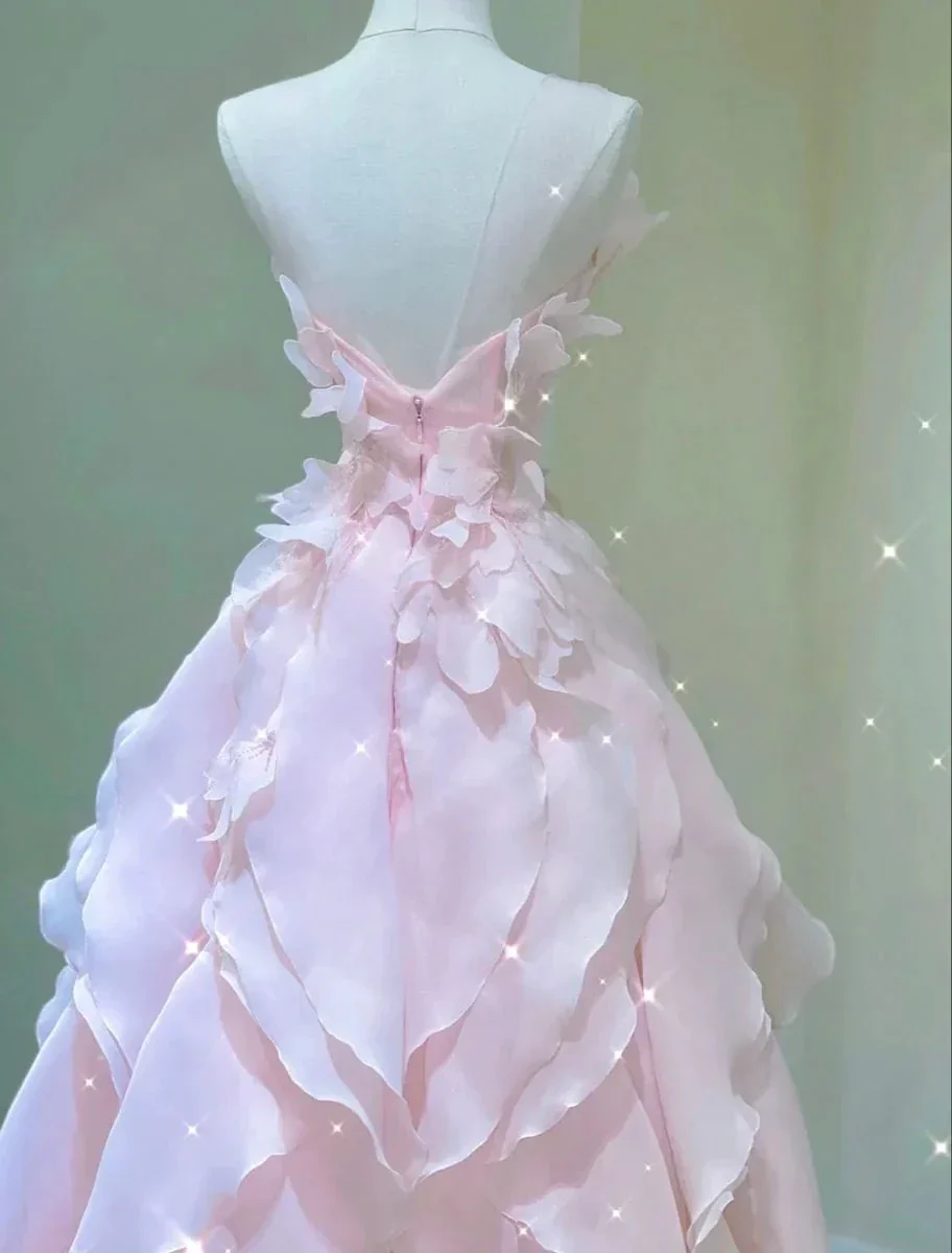 Dreamy Pink Ruffles Princess Dress,Pink Ball Gown Y1971 - Image 4