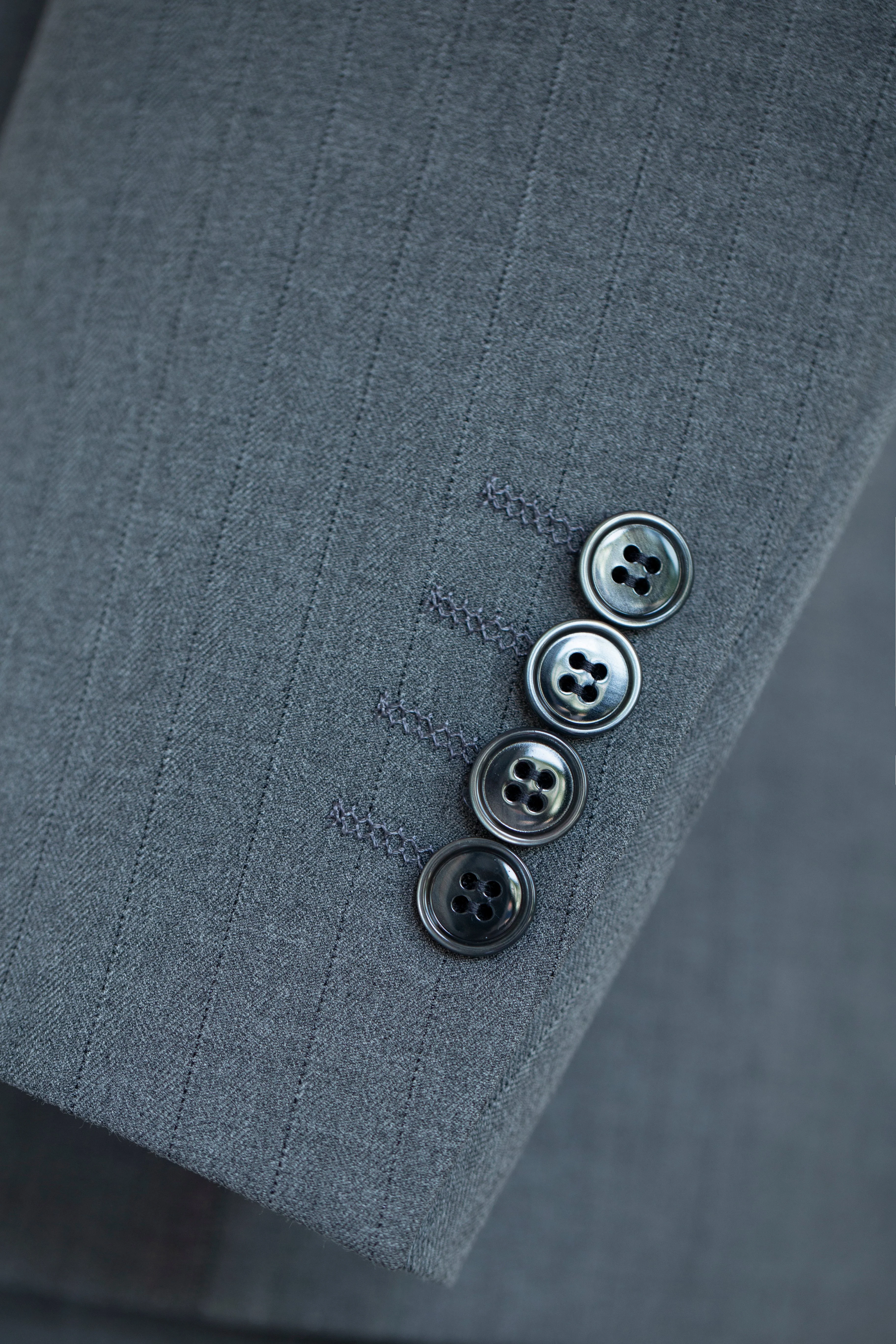 Dusty Blue Pinstripe Wool 3 Piece Tailored Wedding Suit for Groom and Groomsmen - Image 3