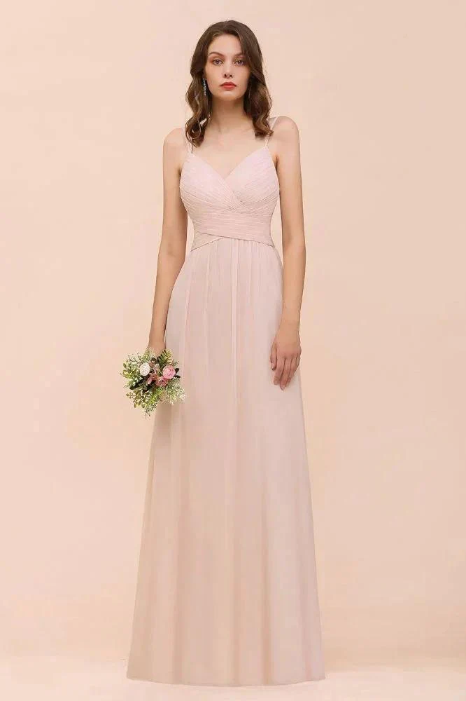 Dusty Pink Sleeveless A-line Wedding Guest Dress Beach Bridesmaid Dress - Image 2