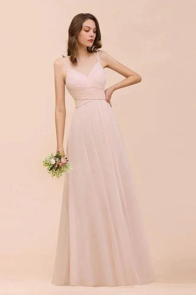 Dusty Pink Sleeveless A-line Wedding Guest Dress Beach Bridesmaid Dress - Image 5