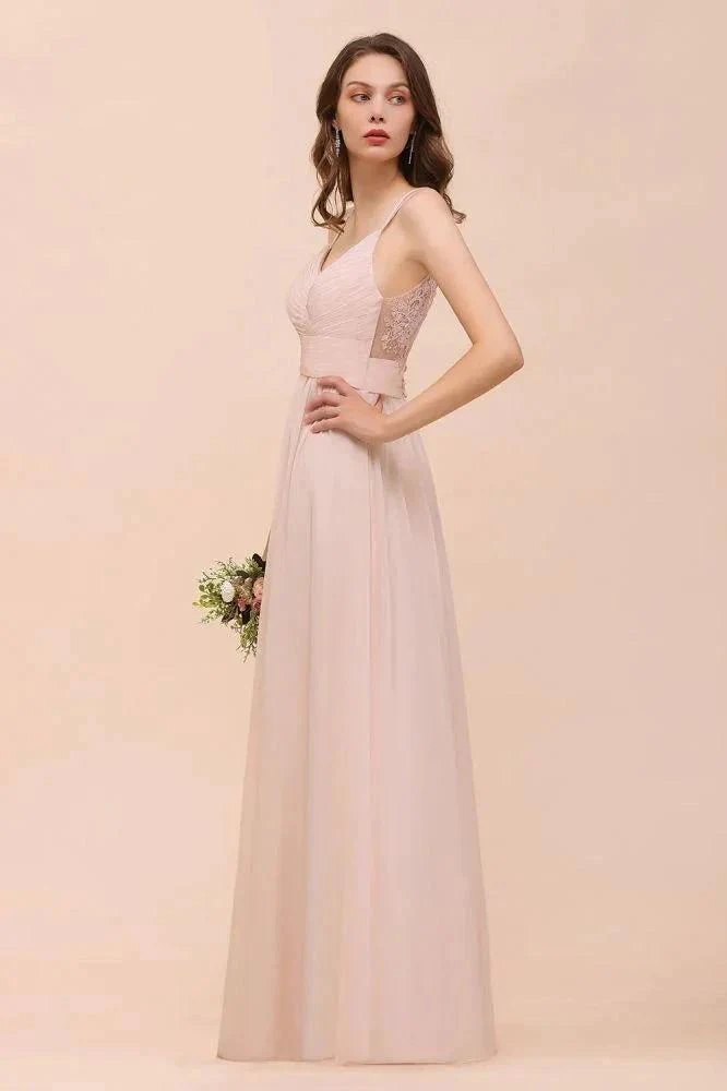 Dusty Pink Sleeveless A-line Wedding Guest Dress Beach Bridesmaid Dress - Image 7