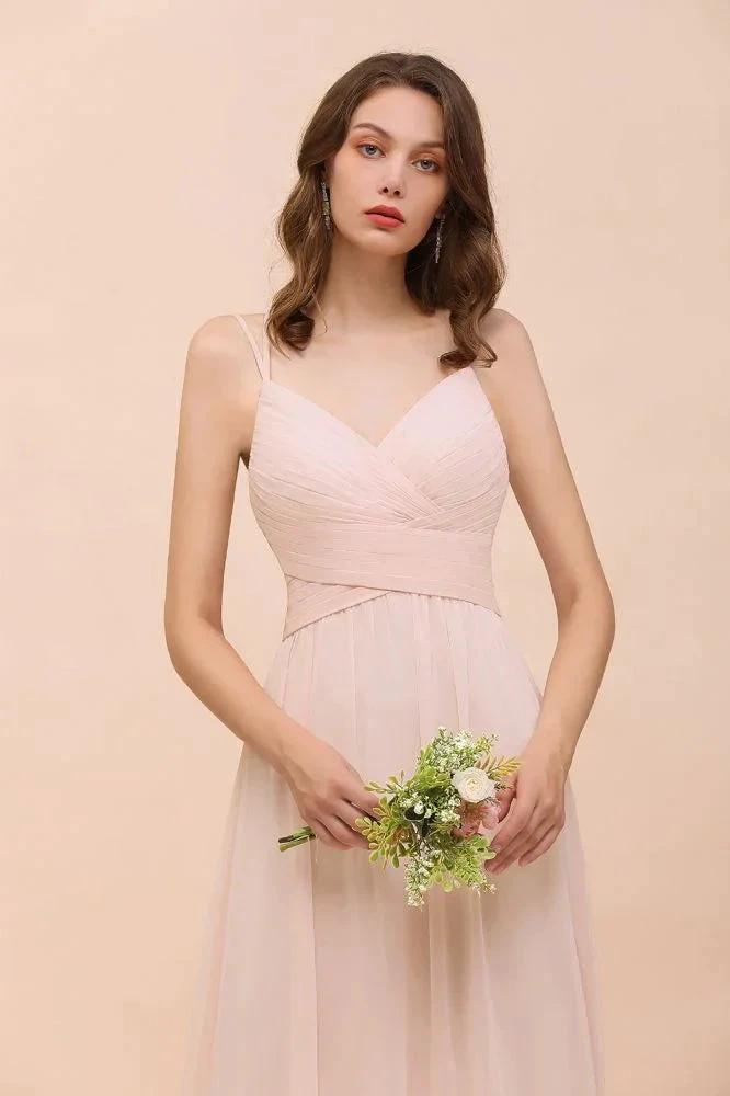 Dusty Pink Sleeveless A-line Wedding Guest Dress Beach Bridesmaid Dress - Image 8
