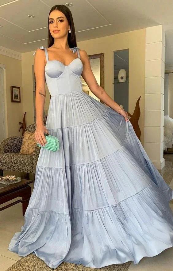 Elegant A-line Blue Long Prom Dress Charming Evening Dress Y1081 - Image 2