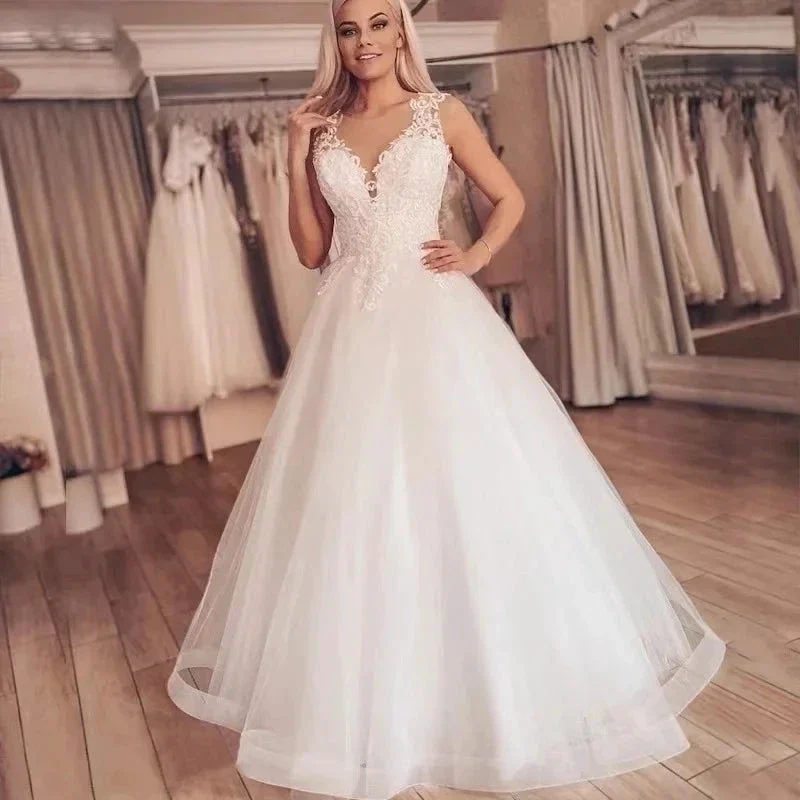 Elegant A Line Boho Custom Made Wedding Dress  Beach Bridal Gowns Plus Size Lace Vestidos De Noiva Simple Свадебное платье - Image 5