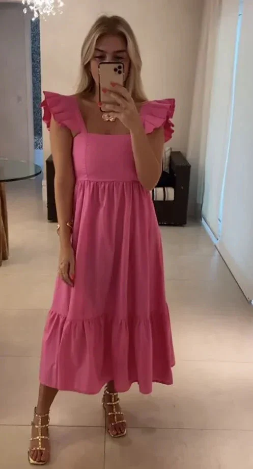 Elegant A-line Pink Evening Dress Pink Vacation Dress Y5278 - Image 2