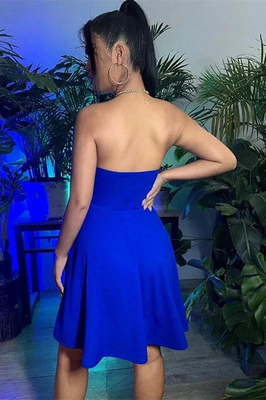Elegant A-Line Royal Blue Sleeveless Homecoming Dresses - Image 2