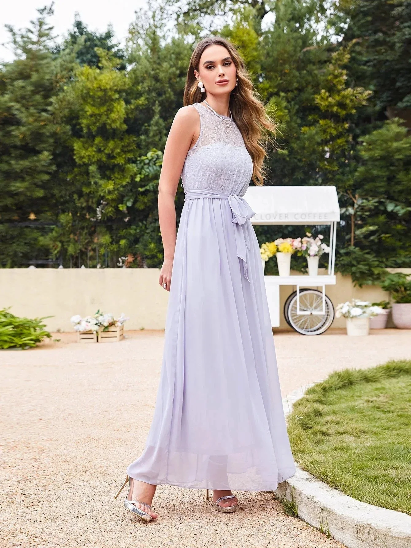 Elegant A-Line Scoop Sleeveless Chiffon Bridesmaid Dresses - Image 4