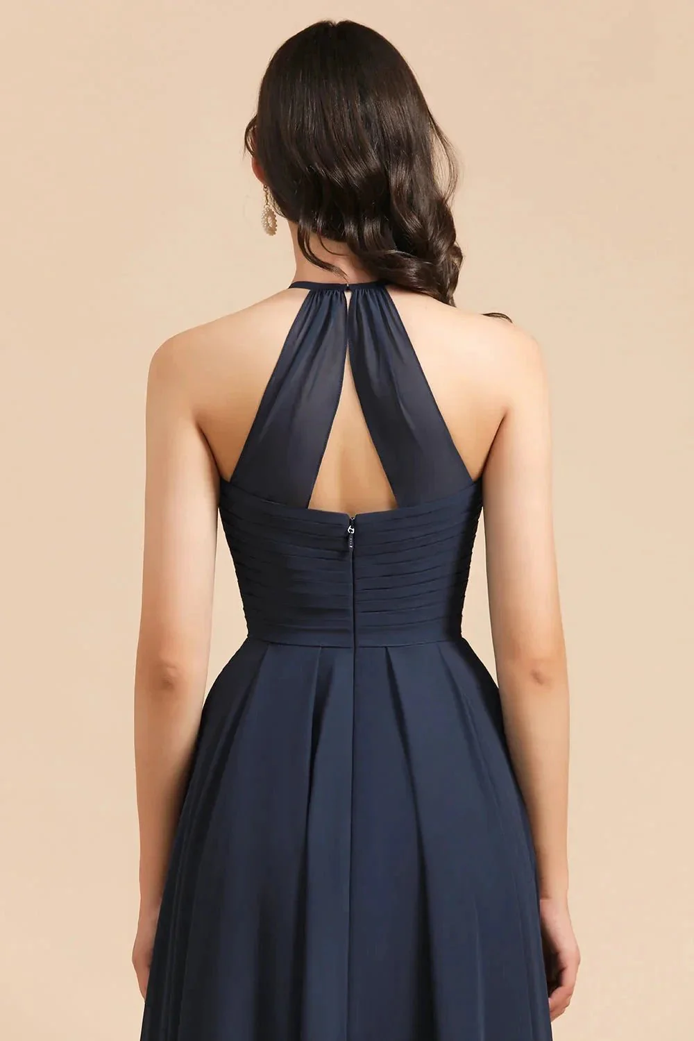 Elegant A-line Sleeveless V-Neck Ruffle Chiffon Lace Bridesmaid Dresses - Image 6