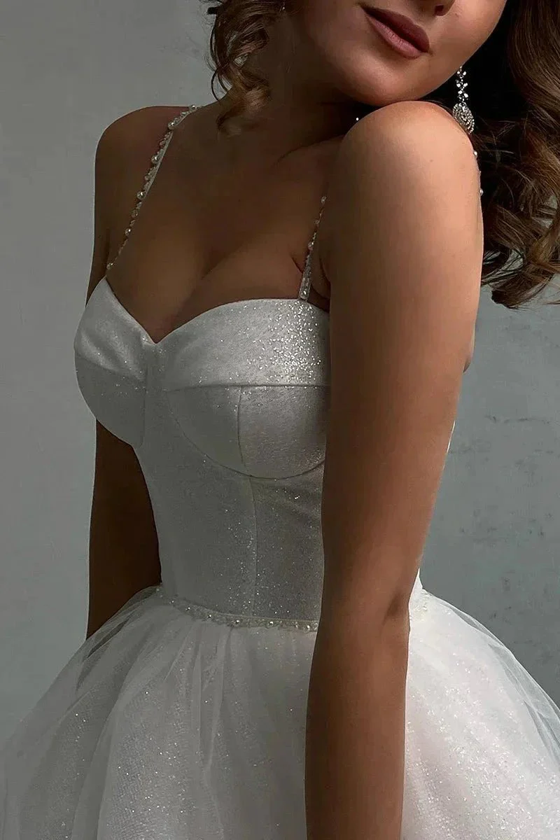 Elegant A-Line Spaghetti Straps Sweetheart Tulle Wedding Dress  WD647 - Image 3