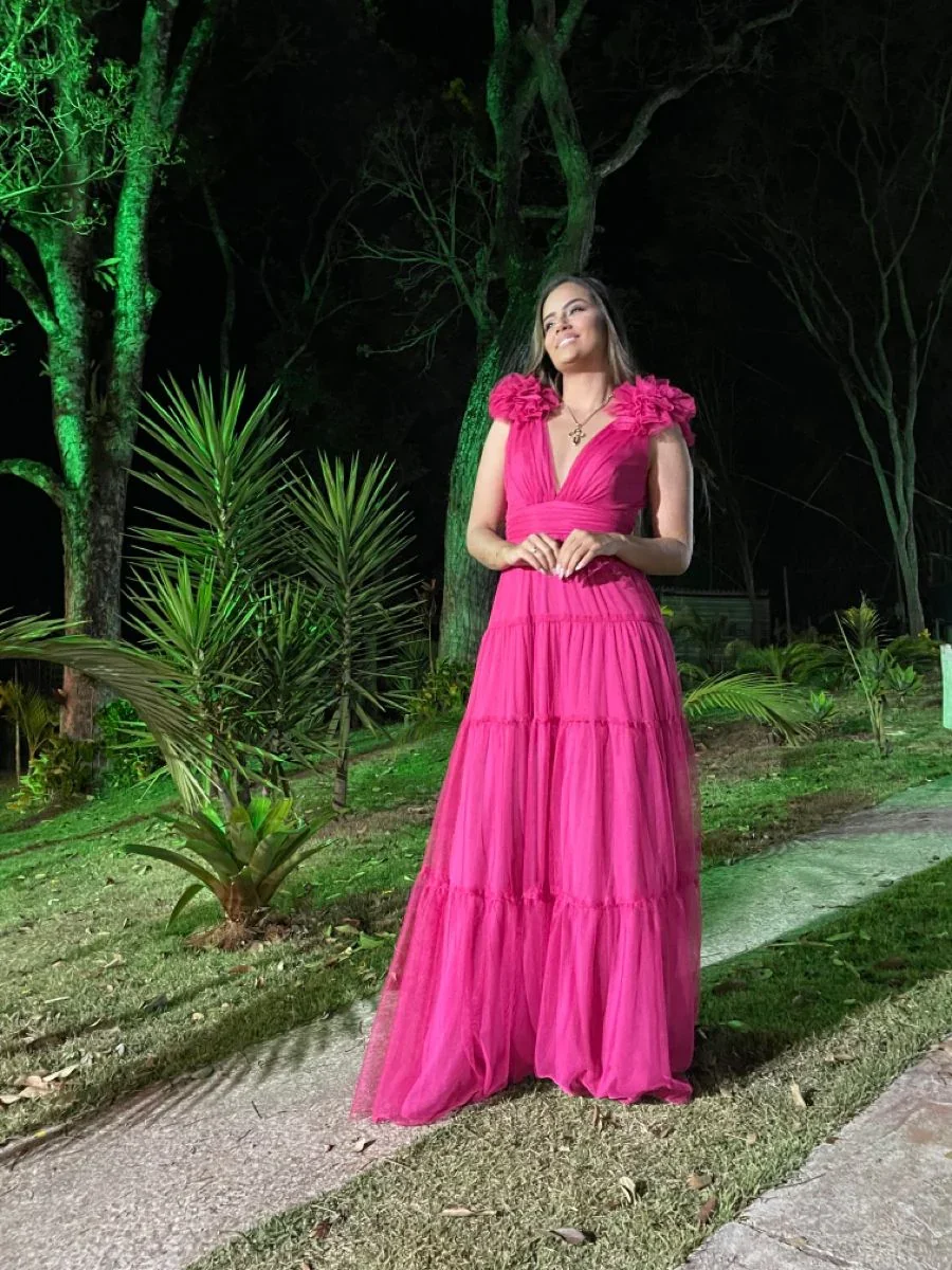 Elegant A-line V Neck Long Evening Dress Y5054 - Image 2