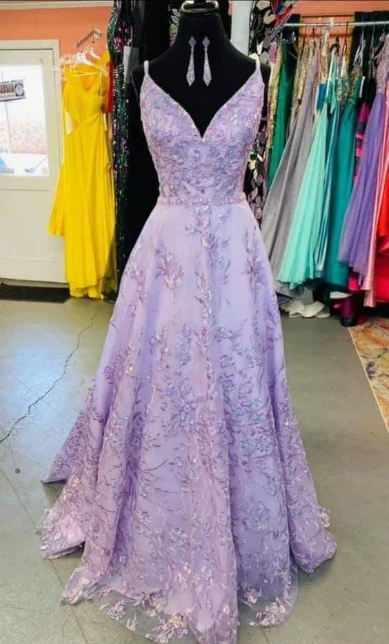 Elegant A-line V Neck Prom Dress,Charming Evening Dress Y1740 - Image 2