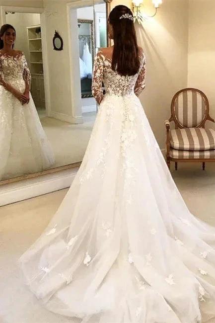 Elegant A Line Wedding Dresses With Sleeves Wedding dresses with lace - Image 2