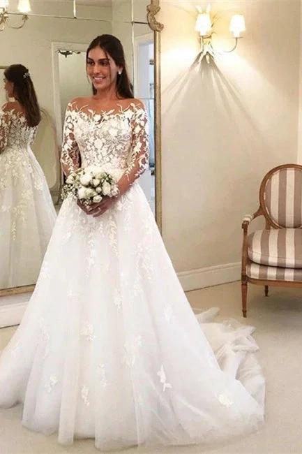 Elegant A Line Wedding Dresses With Sleeves Wedding dresses with lace - Image 3