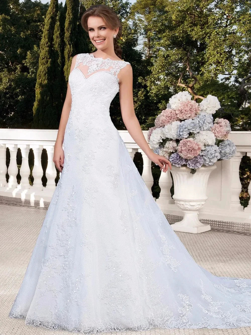 Elegant Appliques Vestido De Noiva Sexy Backless Vestidos De Novia Detachable Train Wedding Dresses Lace Robe De Mariée - Image 3