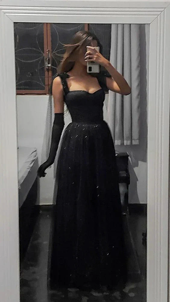 Elegant Black A-line Long Evening Dress Formal Gown  Y2869 - Image 2