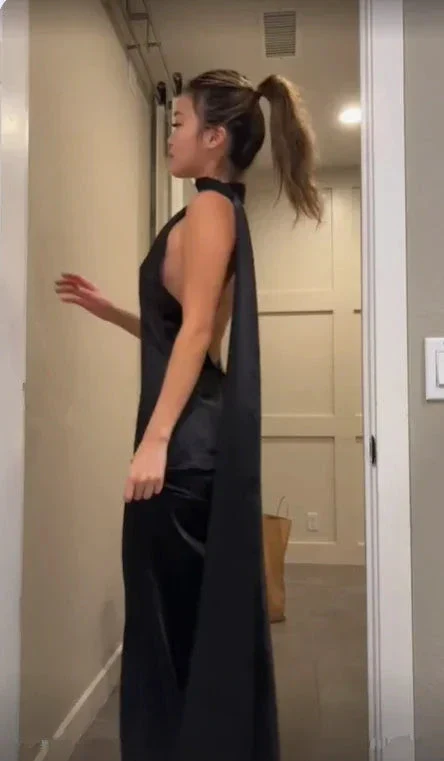 Elegant Black Backless Long Prom Dress Black Evening Dress Y7426 - Image 4