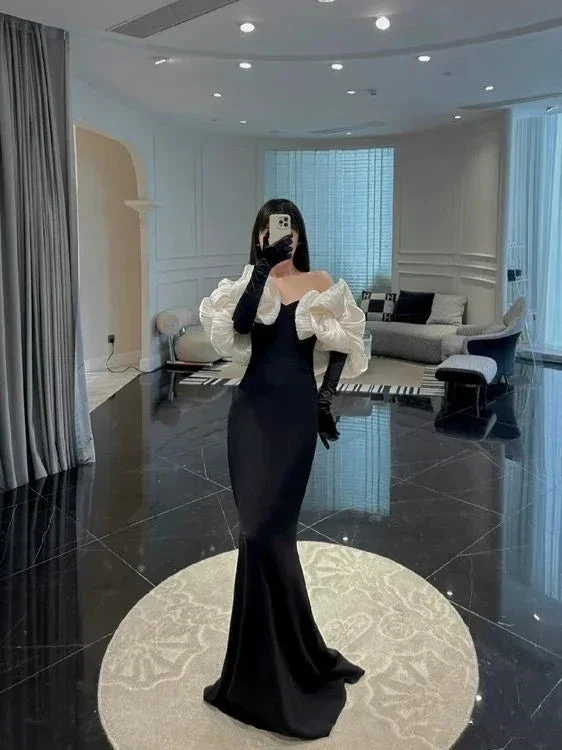 Elegant Black Mermaid Evening Dress Black Prom Dress Y7120 - Image 2