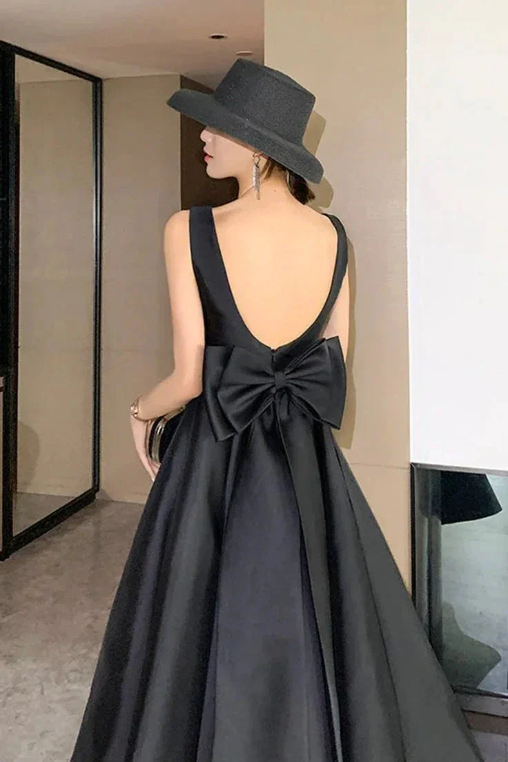 Elegant Black Prom Birthday Ball Gown Backless Big Bow-tie Evening Guest Long Party Summer Dresses Y5790 - Image 4
