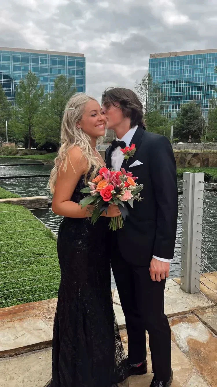 Elegant Black Sheath/Column Long Prom Dress,Black Tulle Evening Dress Y2571 - Image 2