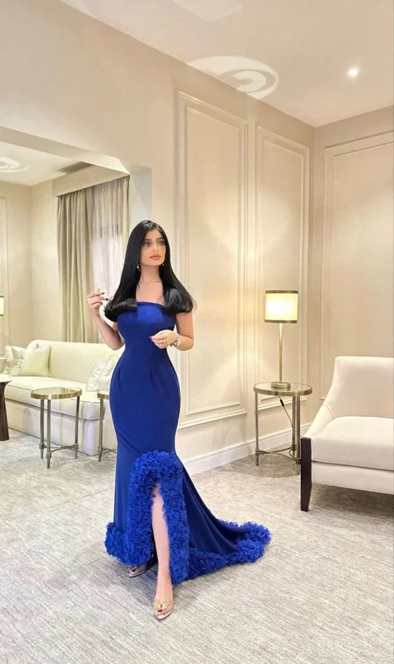 Elegant Blue Mermaid Evening Dress Blue Formal Dress Y6397 - Image 3