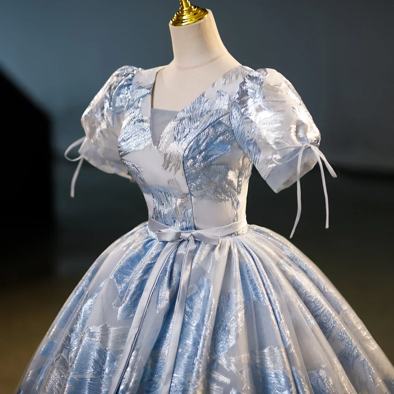 Elegant Blue Print Ball Gown A Line Quinceanera Dress Y7678 - Image 2