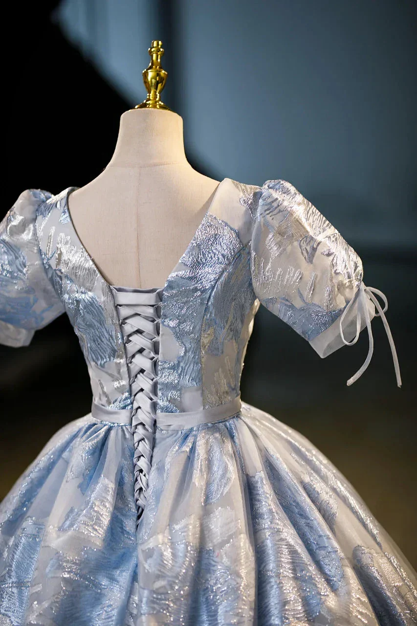 Elegant Blue Print Ball Gown A Line Quinceanera Dress Y7678 - Image 3