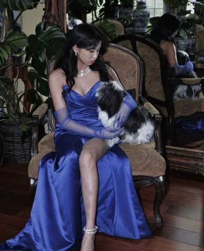 Elegant Blue Satin Long Evening Dress,Pageant Dress Y2621 - Image 2