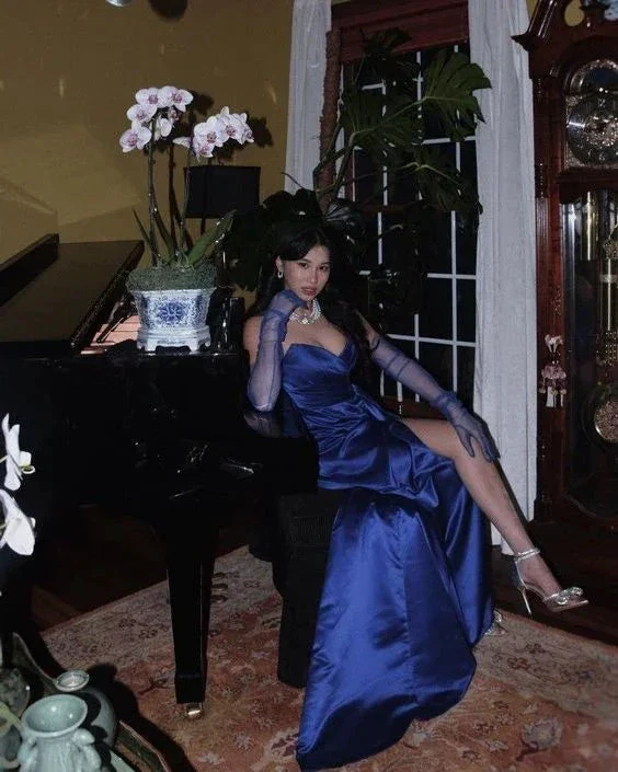 Elegant Blue Satin Long Evening Dress,Pageant Dress Y2621 - Image 3