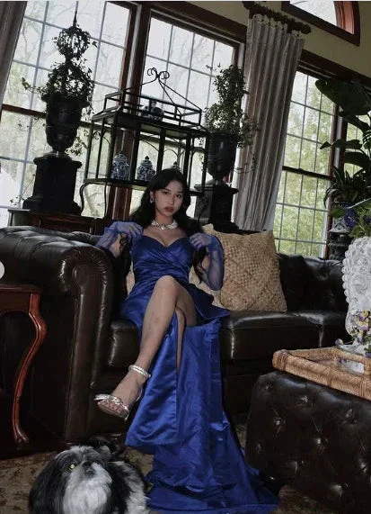 Elegant Blue Satin Long Evening Dress,Pageant Dress Y2621 - Image 7
