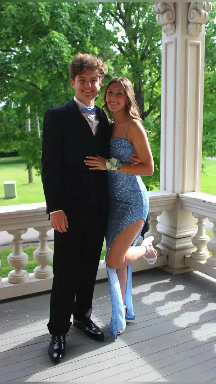 Elegant Blue Sequins Mermaid Prom Dress,Charming Evening Dress Y1707 - Image 2