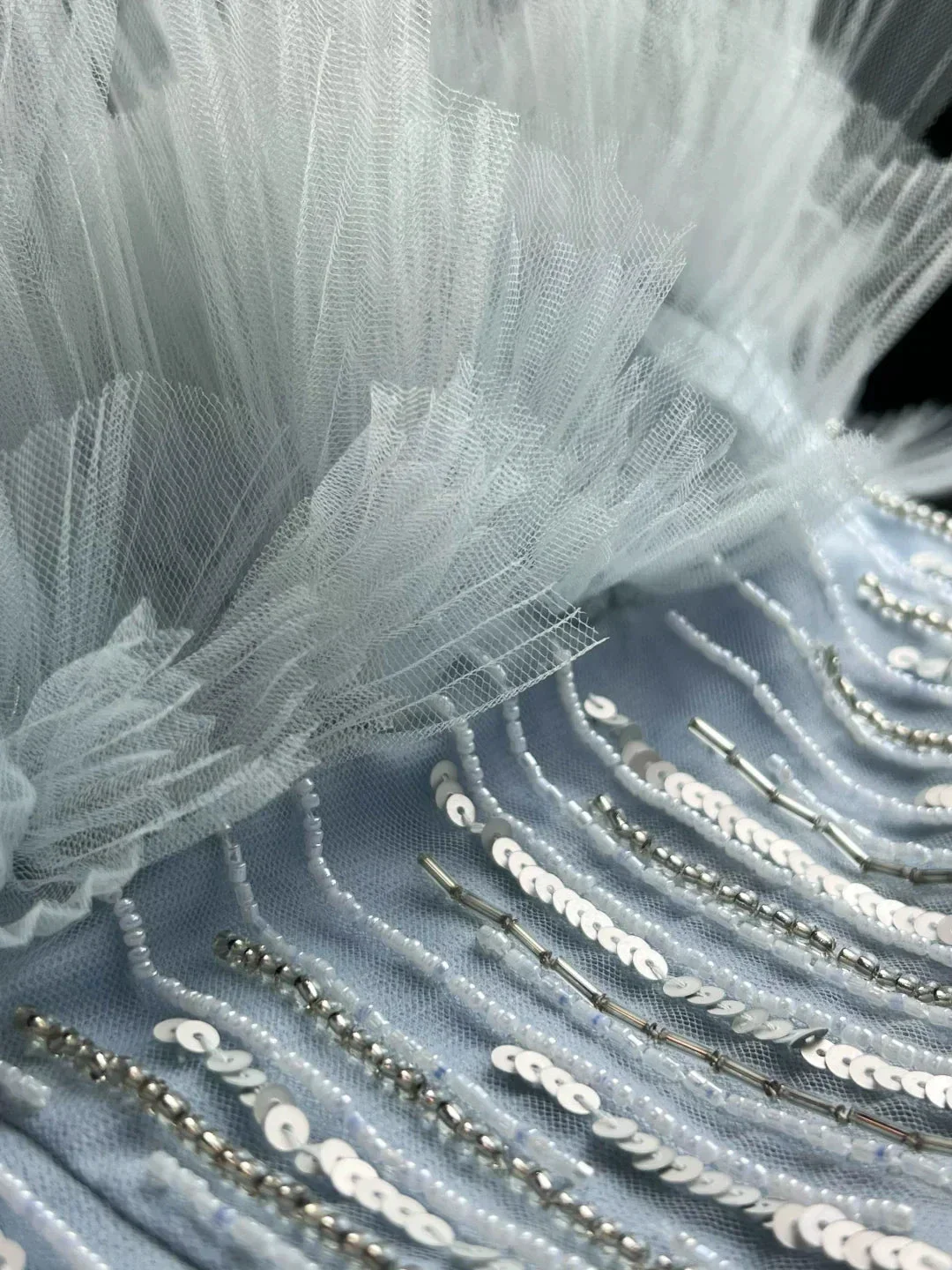 Elegant Blue Tulle Sequins Beaded ALine Prom Dress Evening Dress Y8646 - Image 3