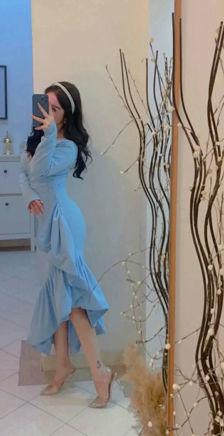 Elegant Blue V Neck Mermaid Prom Dress Formal Evening Gown Y8181 - Image 3
