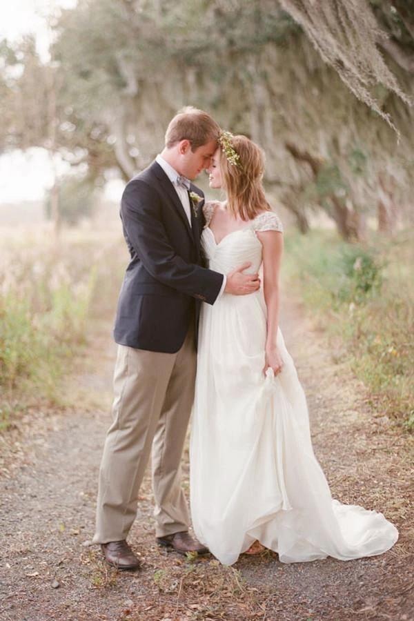 Elegant Cap Sleeve Long Chiffon Sweetheart Wedding Dress WD030 - Image 3