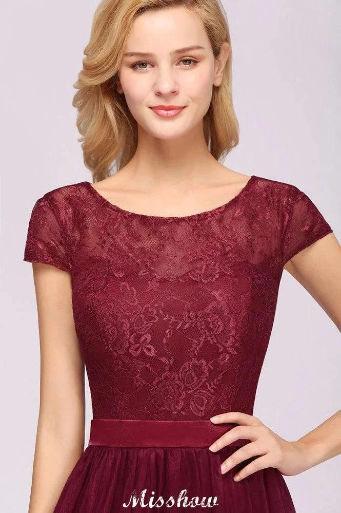 Elegant Cap Sleeves Floral aline Evening Swing Dress Appliques Tulle Bridesmaid Dress - Image 7