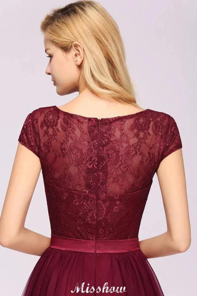 Elegant Cap Sleeves Floral aline Evening Swing Dress Appliques Tulle Bridesmaid Dress - Image 8