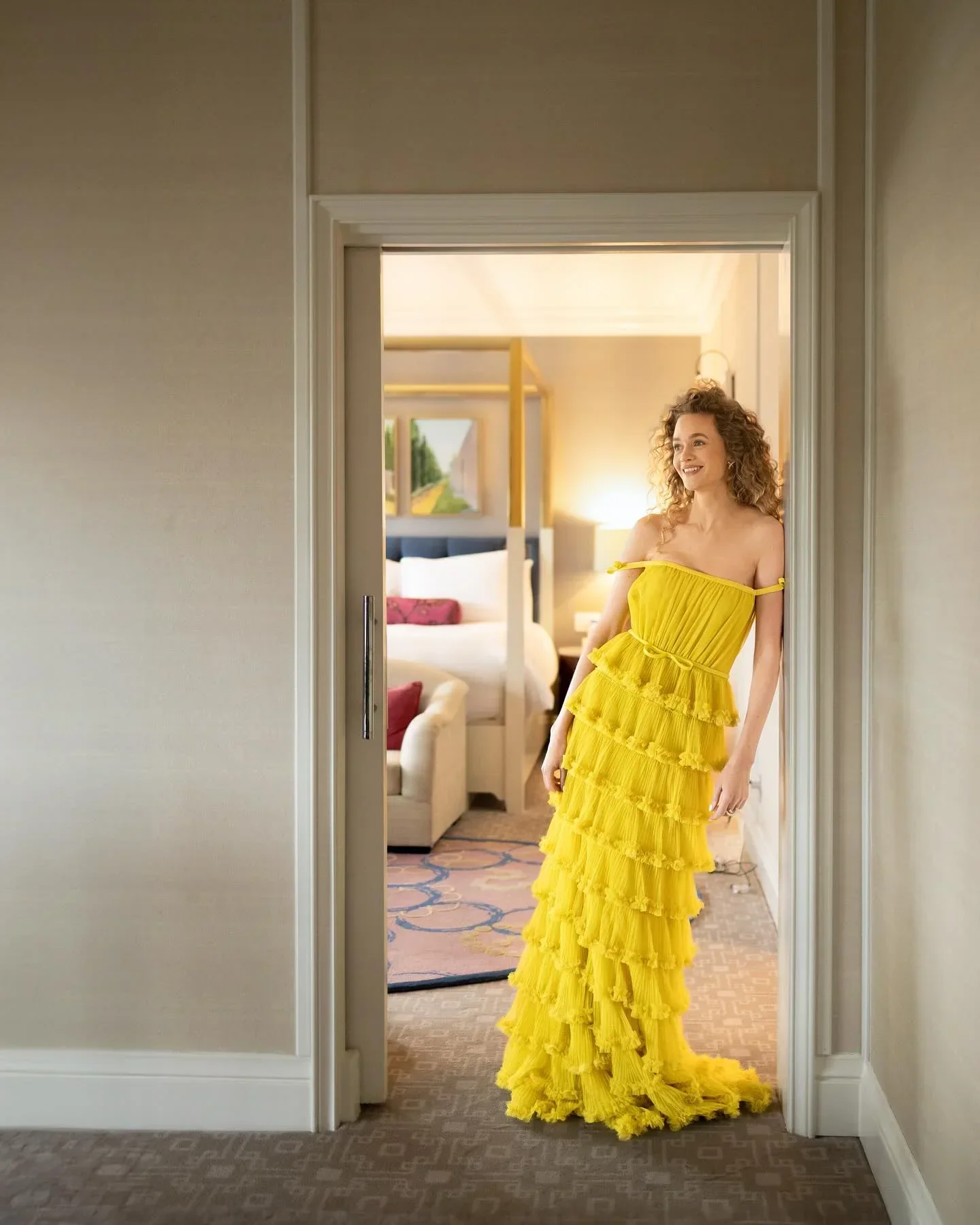 Elegant Ceremony Long Women Dress Off Shoulder Pleated Layered Women Evening Dress Custom Made Y5086 - Image 3