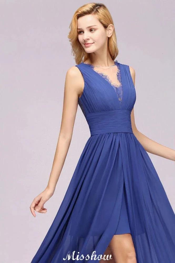 Elegant Chiffon Lace Jewel Sleeveless Floor-Length A-Line Ruffles Bridesmaid Dress - Image 6