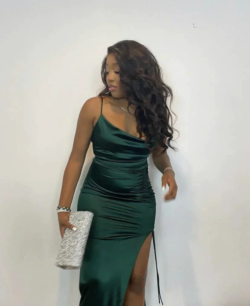 Elegant Emerald Green Long Evening Dress,Sheath Emerald Green Formal Gown Y2177 - Image 2