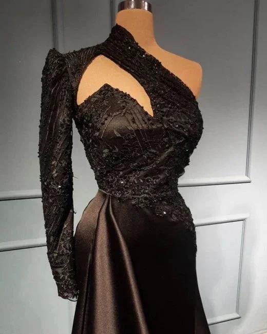 Elegant Evening Dresses Long Black | Prom dresses with sleeves - Image 2