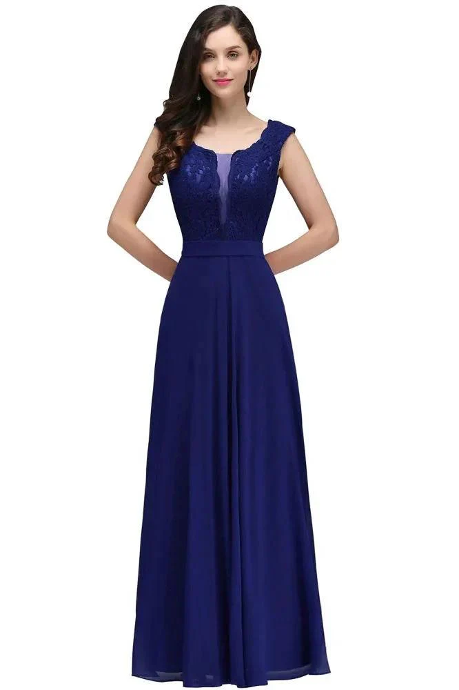 Elegant Floor-length Lace A-line Burgundy Prom Dress - Image 8