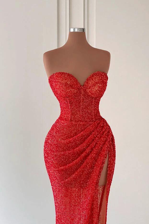 Elegant Floor Length Sweetheart Sleeveless Mermaid Prom Dress with Split - Image 2