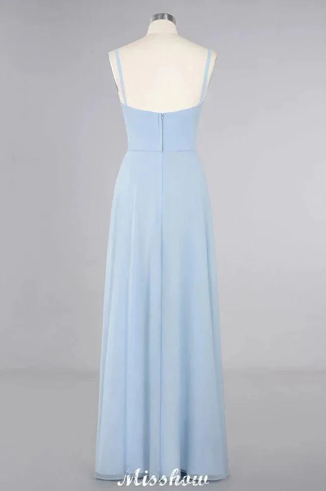 Elegant Front Split Bridesmaid Dress Garden Spaghetti Straps V-neck Floor Length Dress - Image 10