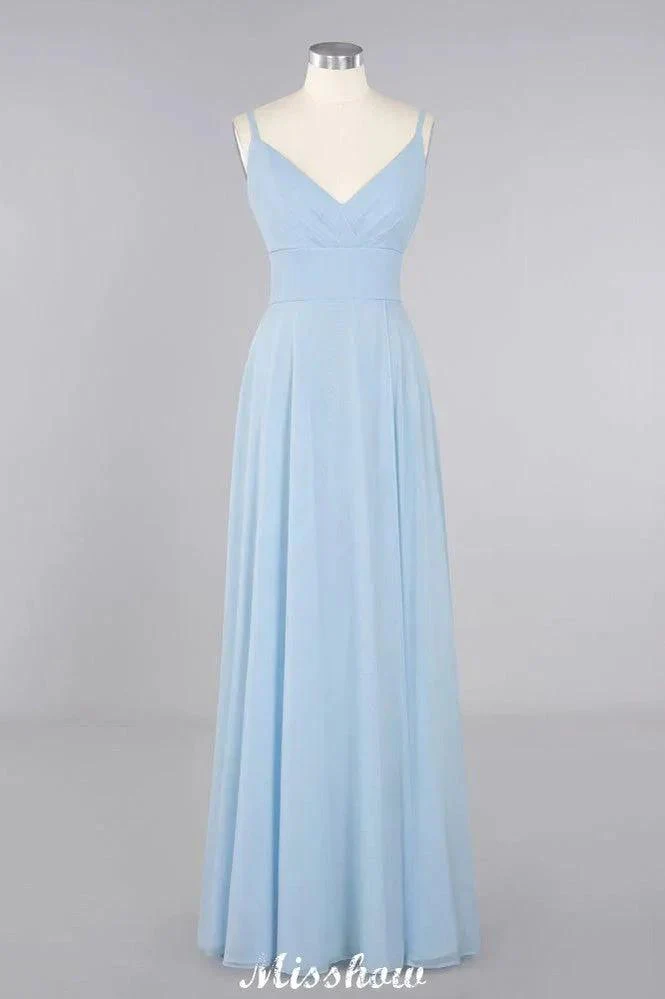 Elegant Front Split Bridesmaid Dress Garden Spaghetti Straps V-neck Floor Length Dress - Image 9