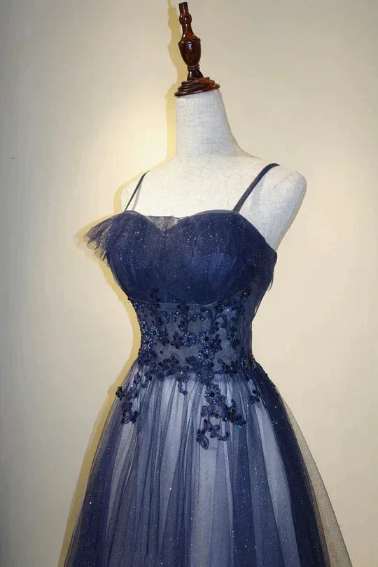 Elegant Gradient Tulle Straps Long Evening Dress, A-Line Tulle Prom Dresses Y1807 - Image 4