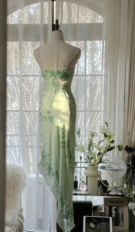 Elegant Green One Shoulder Chiffon Beaded Prom Dress Mermaid Evening Dress Y8559 - Image 2