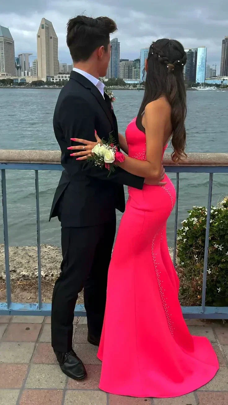 Elegant Hot Pink Mermaid Prom Dress Chic Evening Dress Y5415 - Image 3